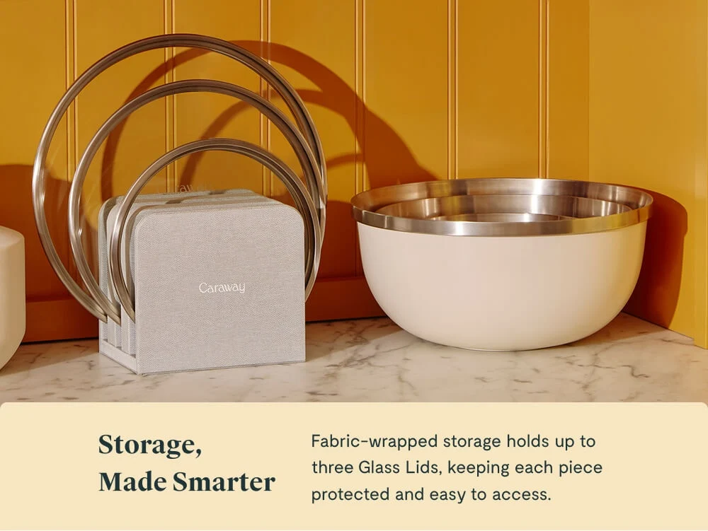 Organisateur de rangement pour couvercles de saladier, pour trois couvercles en verre
