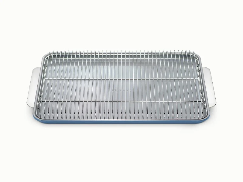 Baking and Cooling Duo: Sheet Pan Paired with a Cooling Rack
