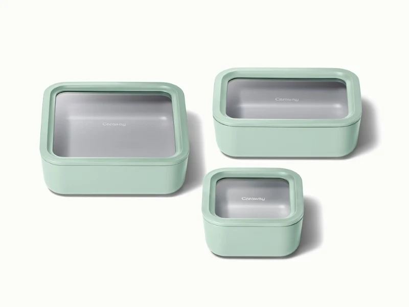Trio de boîtes de conservation en verre Carawayhome avec revêtement céramique sans BPA