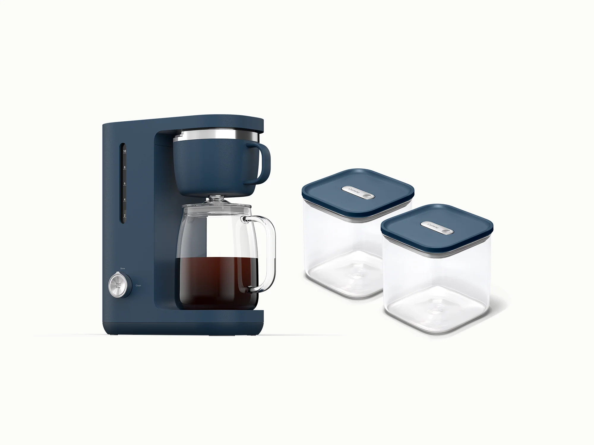 Clean Coffee Bundle with 10-Cup Coffee Maker and Glass Containers