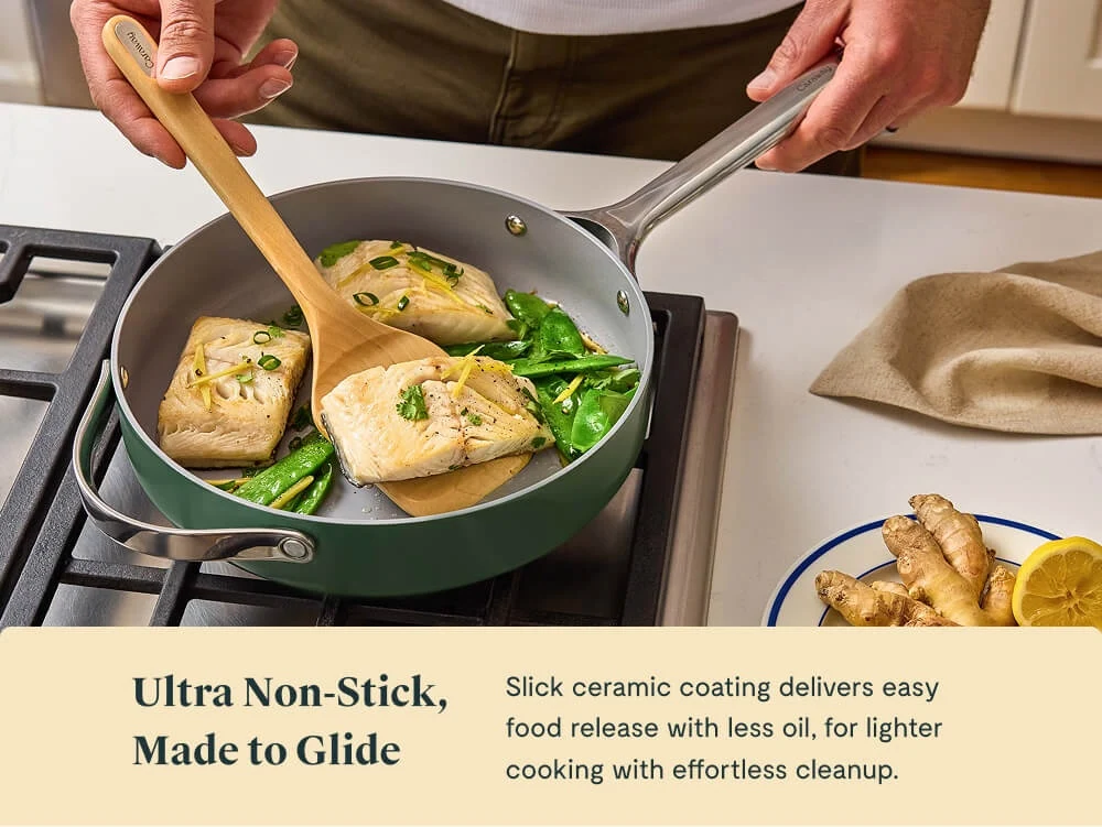 3 qt Ceramic-Coated Small Sauté Pan for Vegetables and Sauces