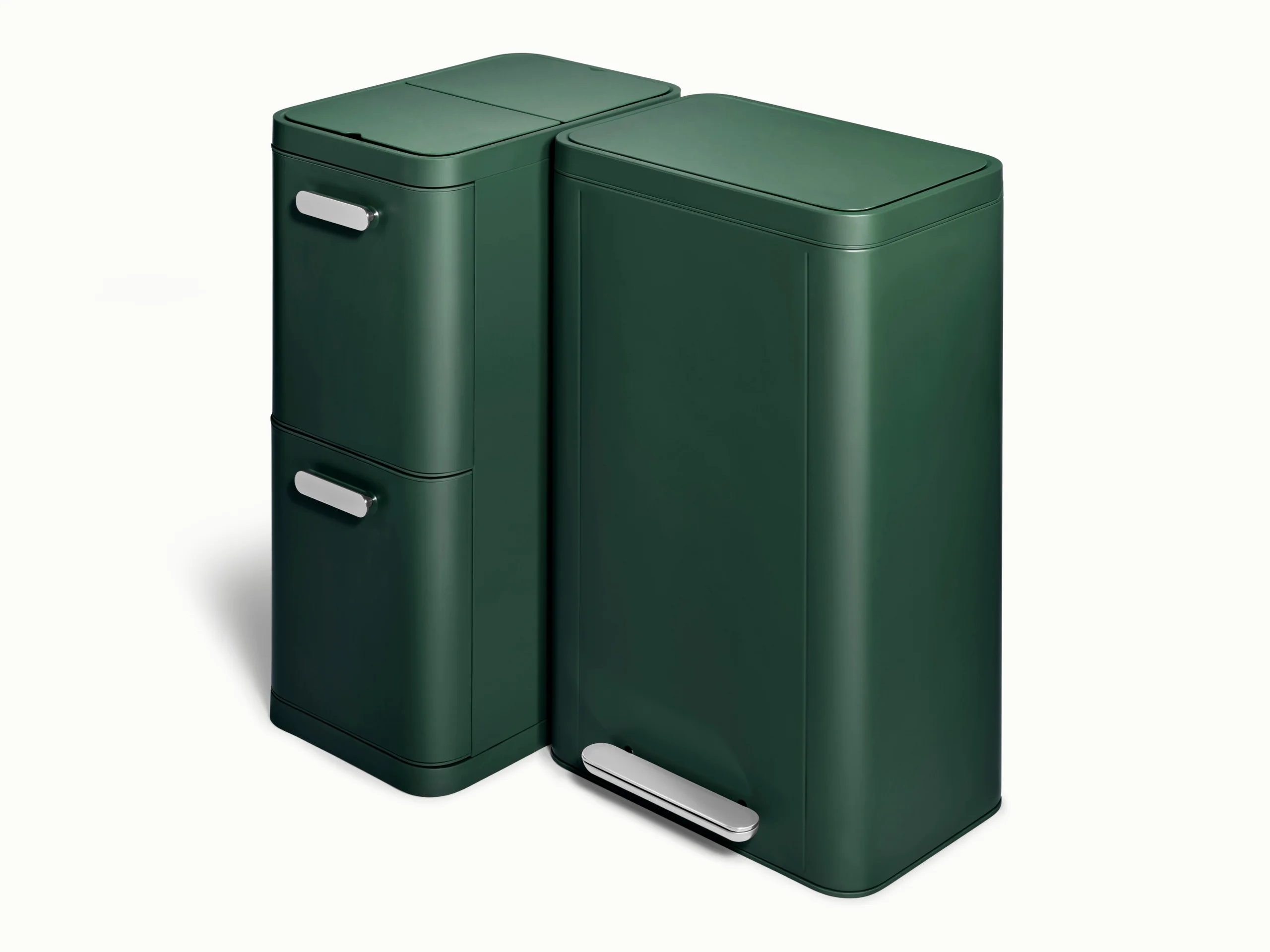 Duo poubelle et recyclage rectangulaire en acier inoxydable