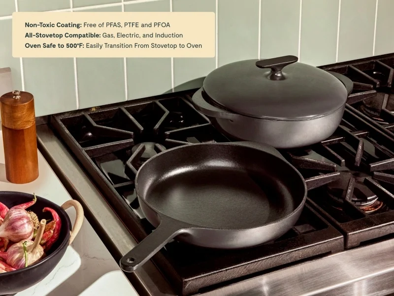 Cast Iron Skillet and Braiser Duo for Searing and Slow Braises
