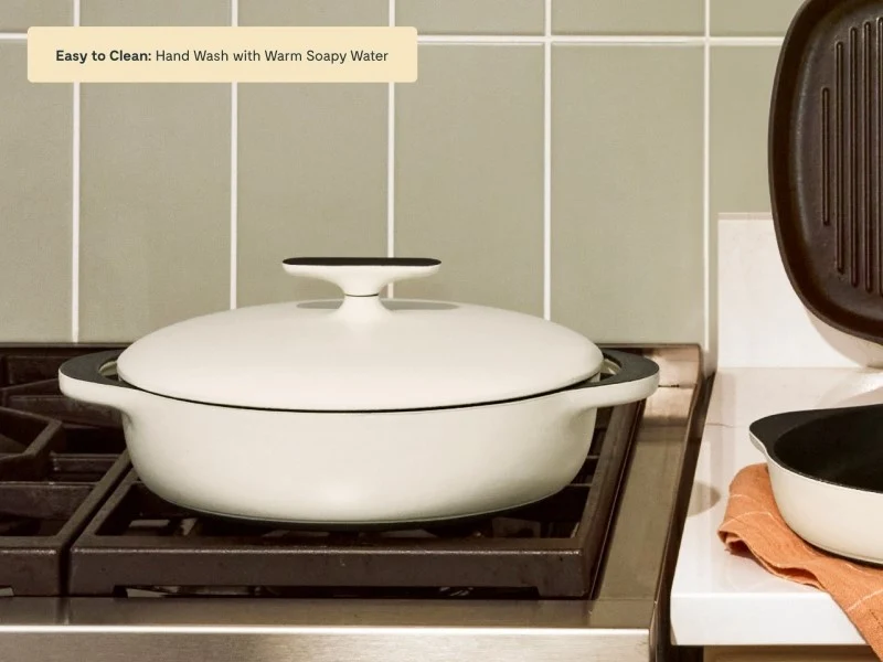 Panela de Ferro Fundido Esmaltado de 3.5 qt com Tampa para Estufar e Assar