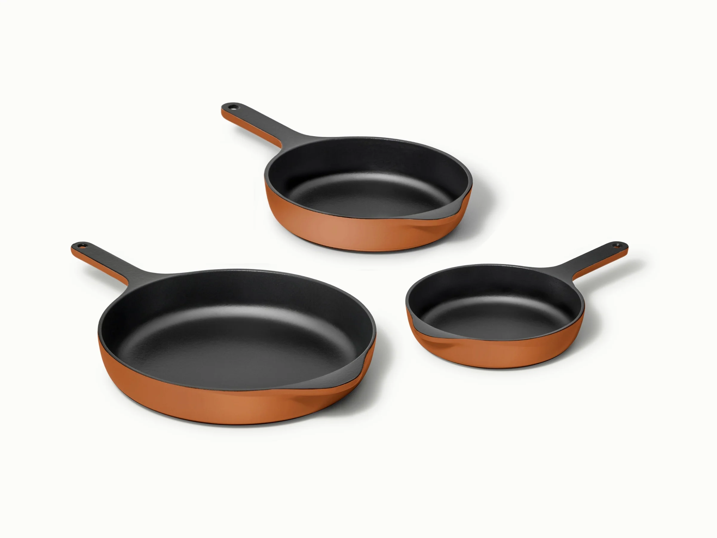 Enameled Cast Iron Skillet Trio for Searing, Sautéing and Baking