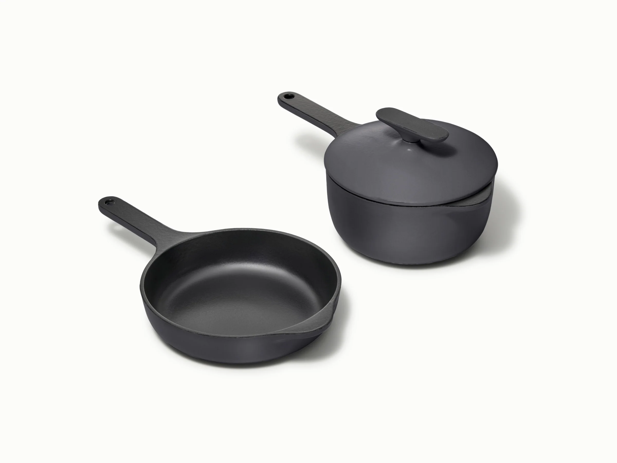 Mini Duo in ghisa smaltata con padella e pentolino