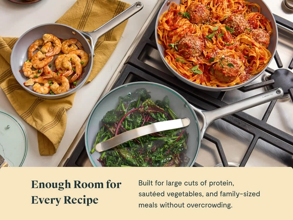 Fry Pan Trio with Glass Lids for Eggs, Sides and Proteins