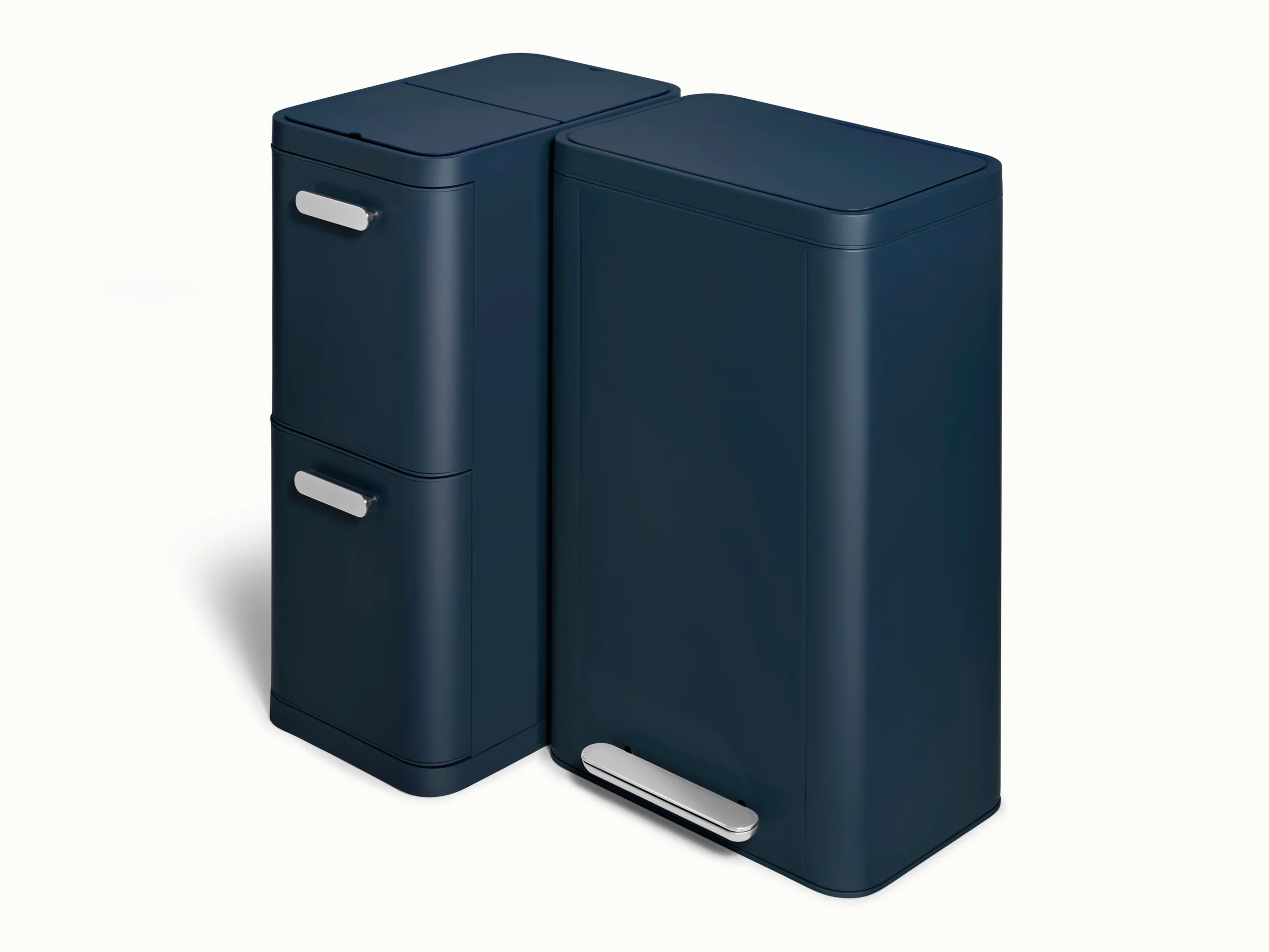 Duo poubelle et recyclage rectangulaire en acier inoxydable
