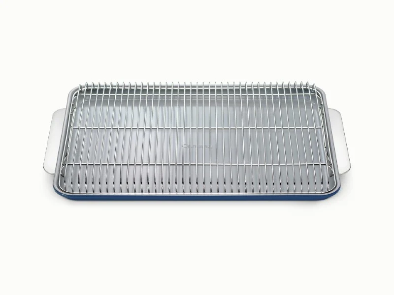 Baking and Cooling Duo: Sheet Pan Paired with a Cooling Rack