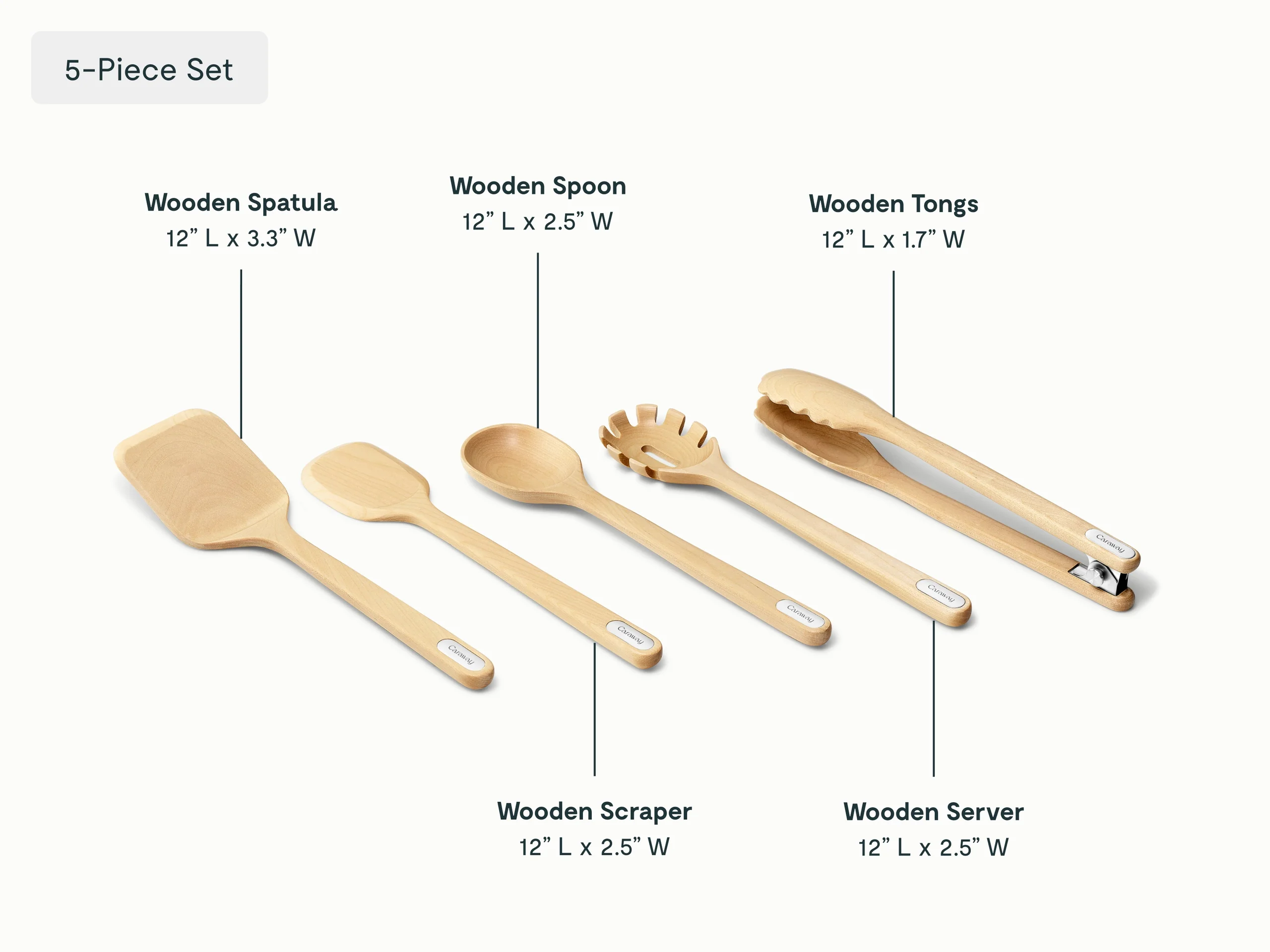 5-Piece Wooden Utensil Set in FSC-Certified Birch Wood