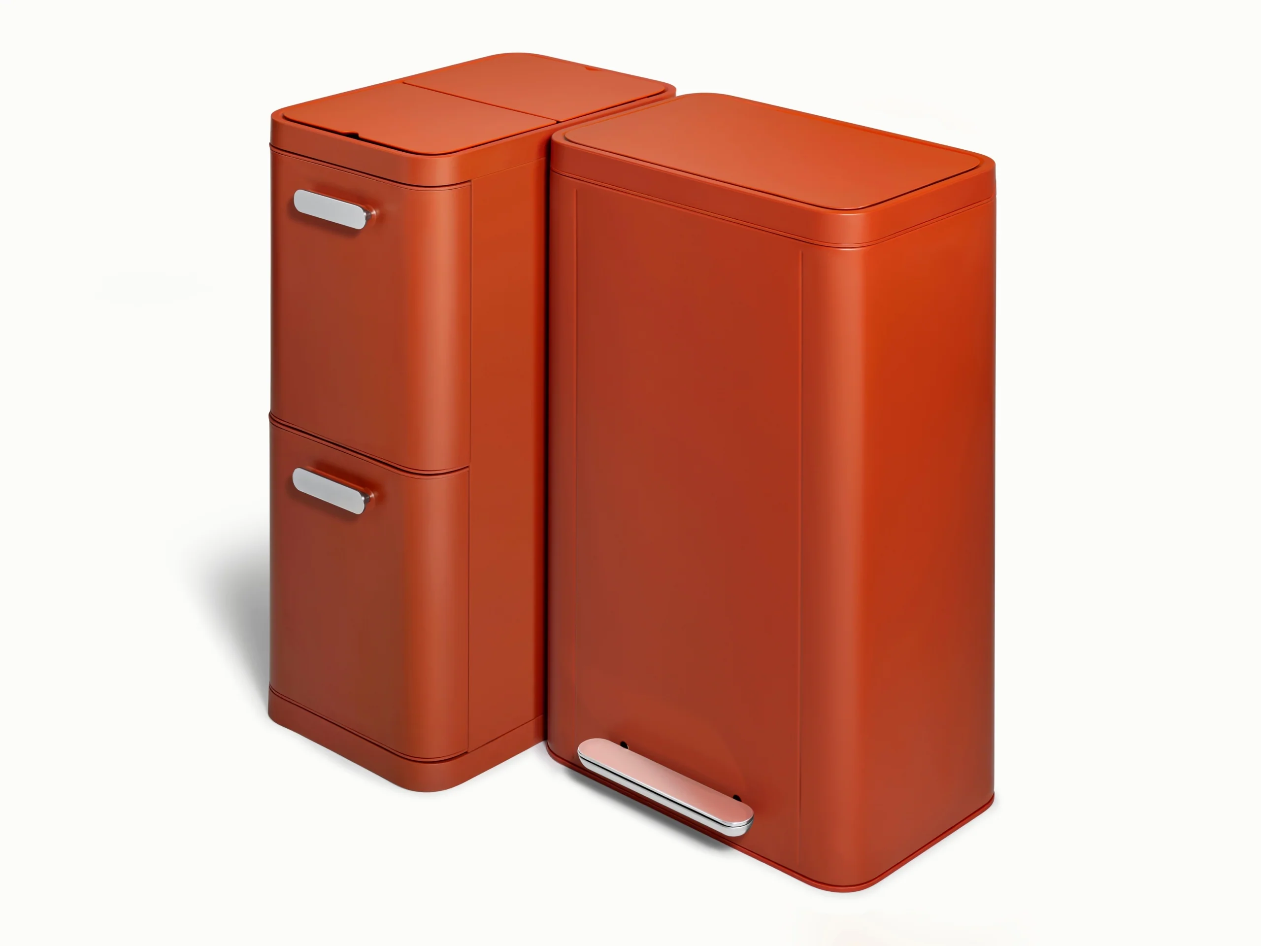 Duo poubelle et recyclage rectangulaire en acier inoxydable