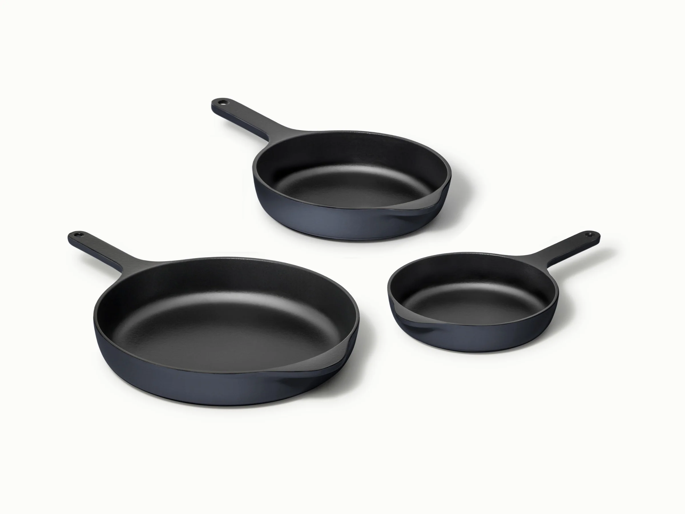 Enameled Cast Iron Skillet Trio for Searing, Sautéing and Baking