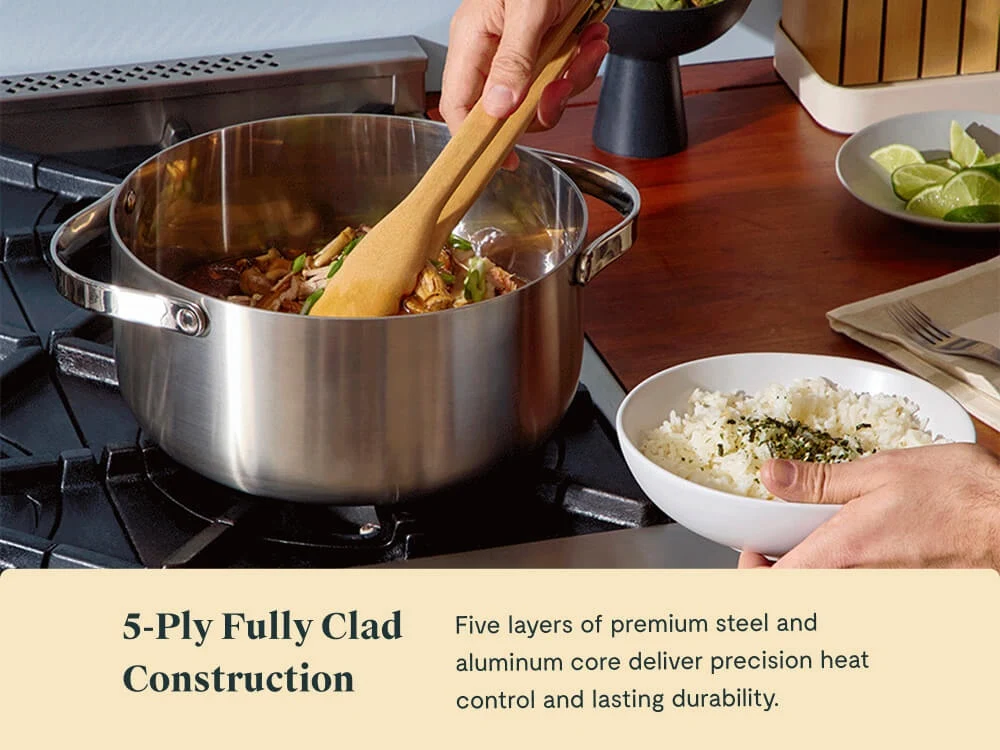 Caraway Stainless Steel Dutch Oven with 5-Ply Clad Steel