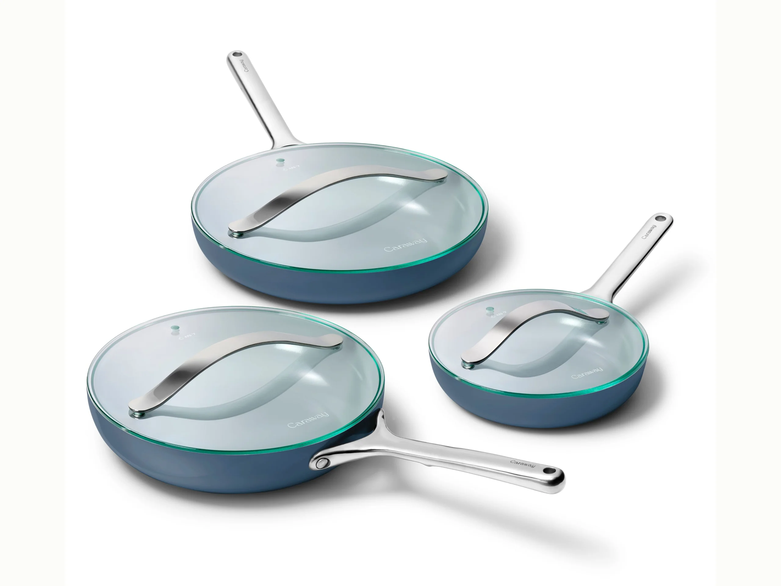 Fry Pan Trio with Glass Lids for Eggs, Sides and Proteins