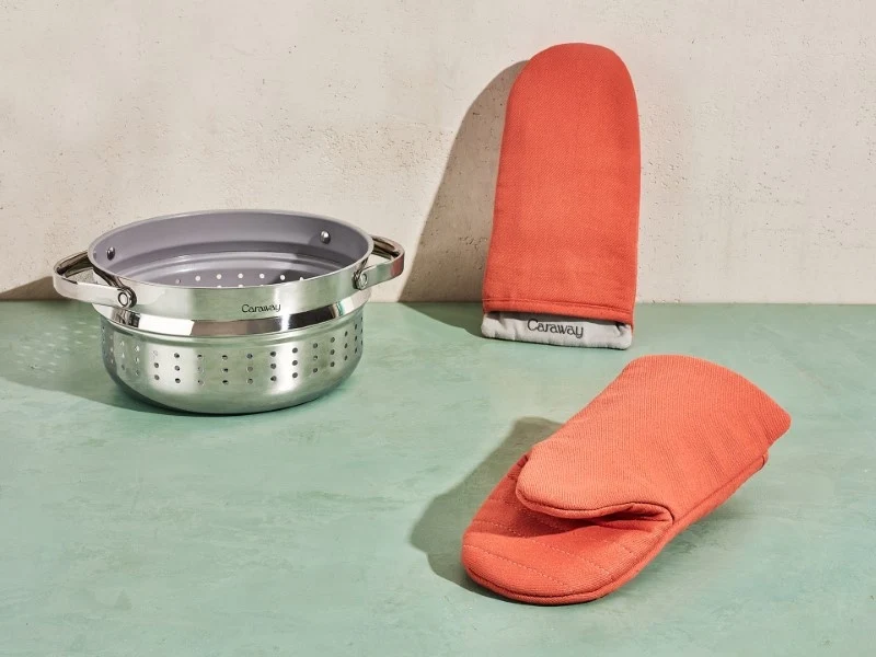 Caraway Oven Mitts, Heat and Stain Resistant Cotton Set