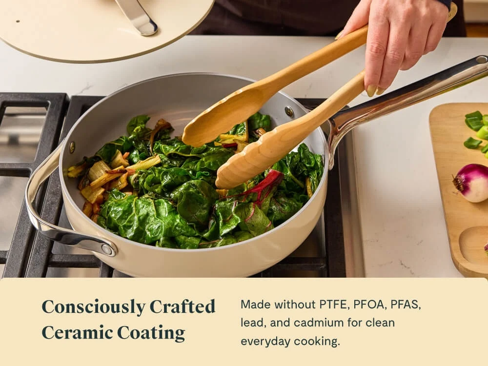 3 qt Ceramic-Coated Small Sauté Pan for Vegetables and Sauces