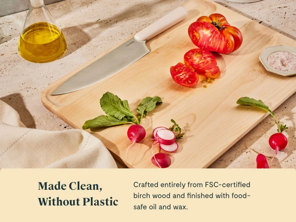Large FSC-Certified Birch Wood Cutting Board, Plastic Free