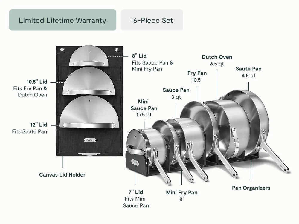Caraway Stainless Steel Deluxe Cookware Set for Safe Everyday Cooking