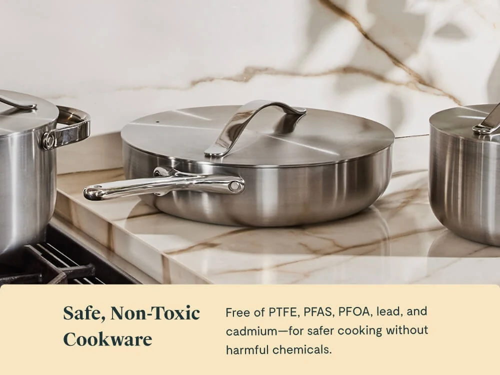 Stainless Steel Sauté Pan with 5-Ply Construction and Even Heat