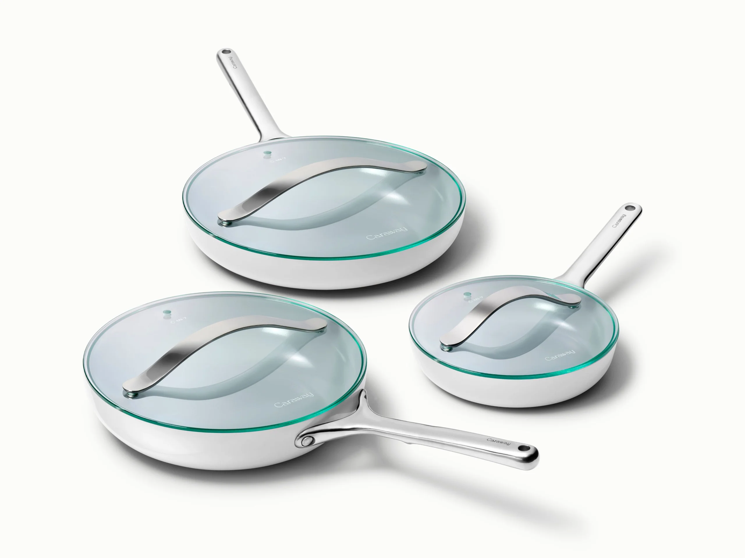 Fry Pan Trio with Glass Lids for Eggs, Sides and Proteins