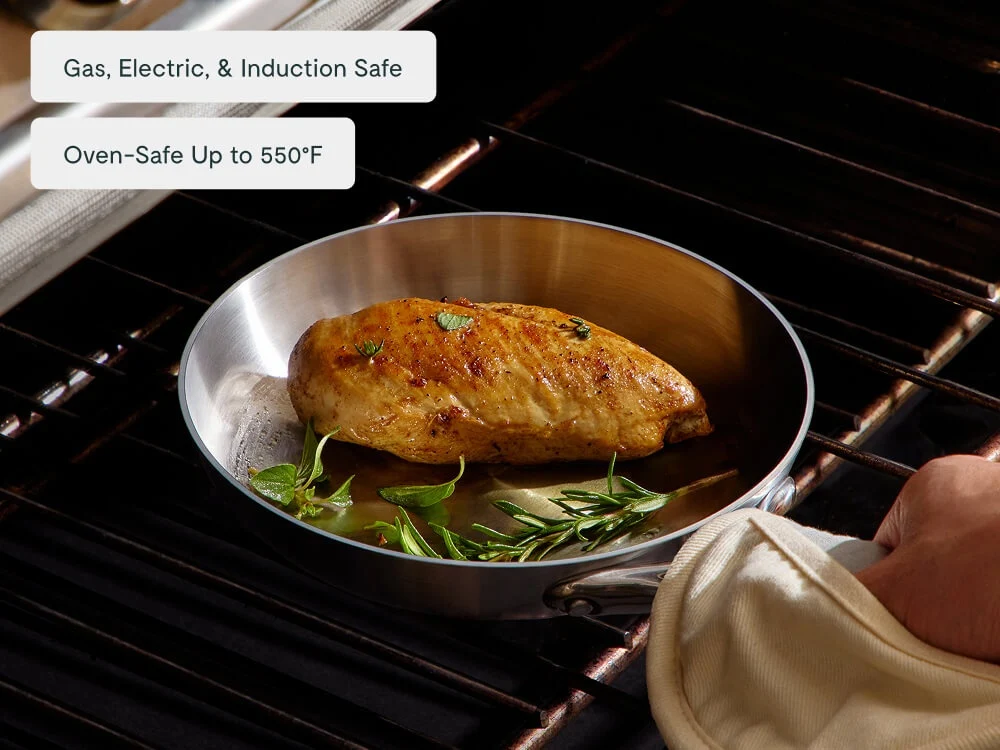 Stainless Steel Fry Pan Duo Bundle with 5-Ply Fully Clad Steel