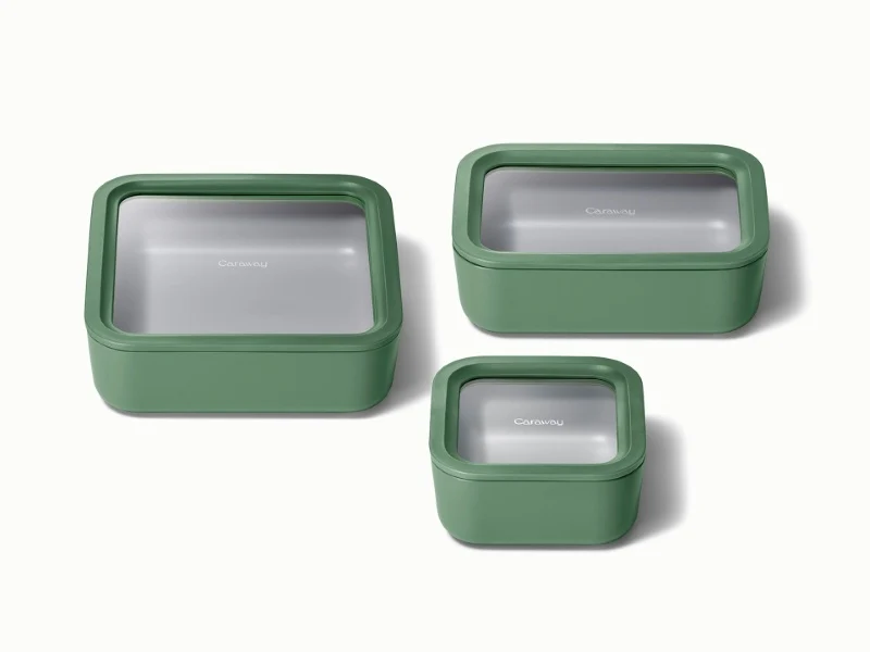 Trio de boîtes de conservation en verre Carawayhome avec revêtement céramique sans BPA