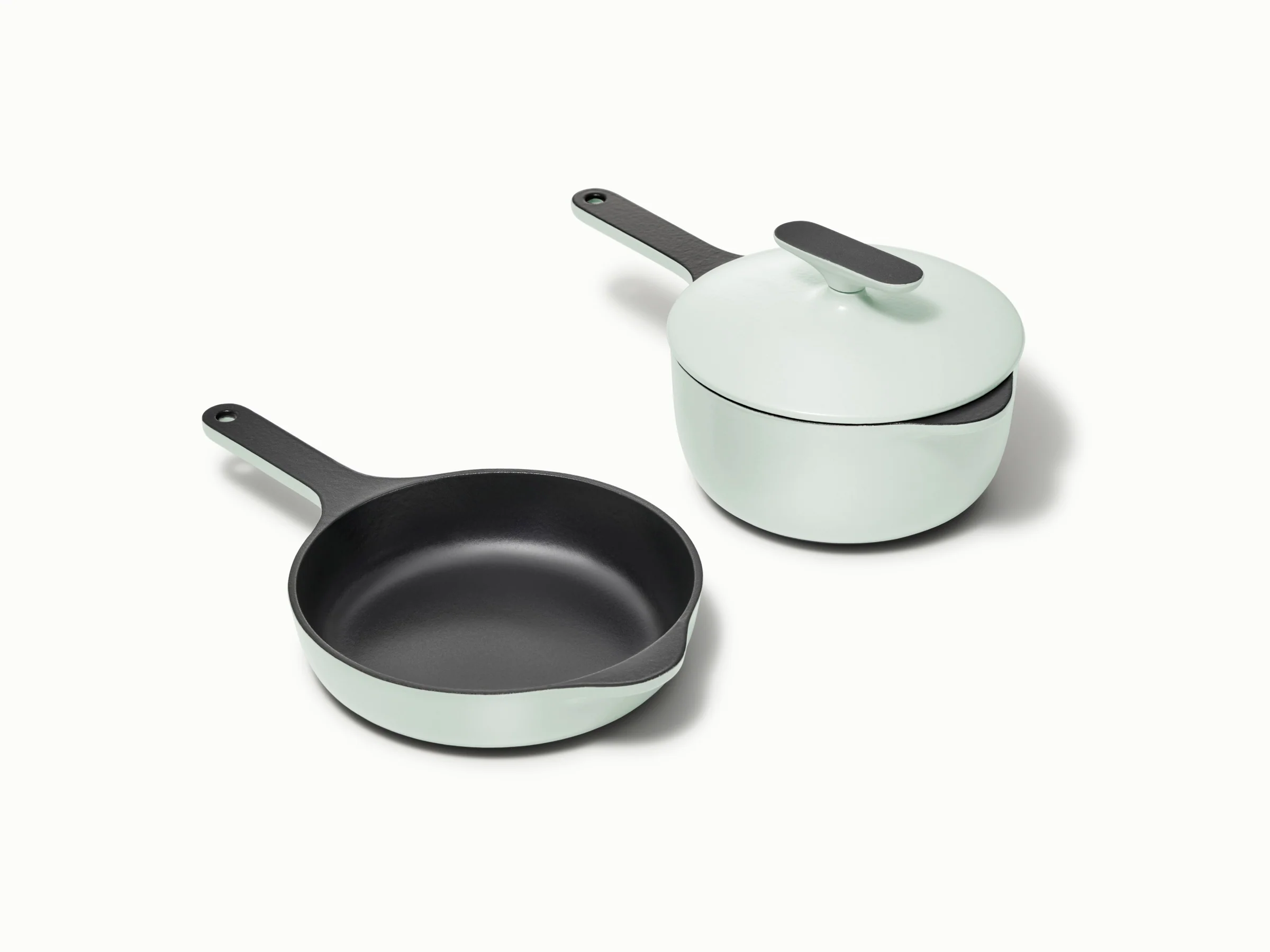 Mini Duo in ghisa smaltata con padella e pentolino