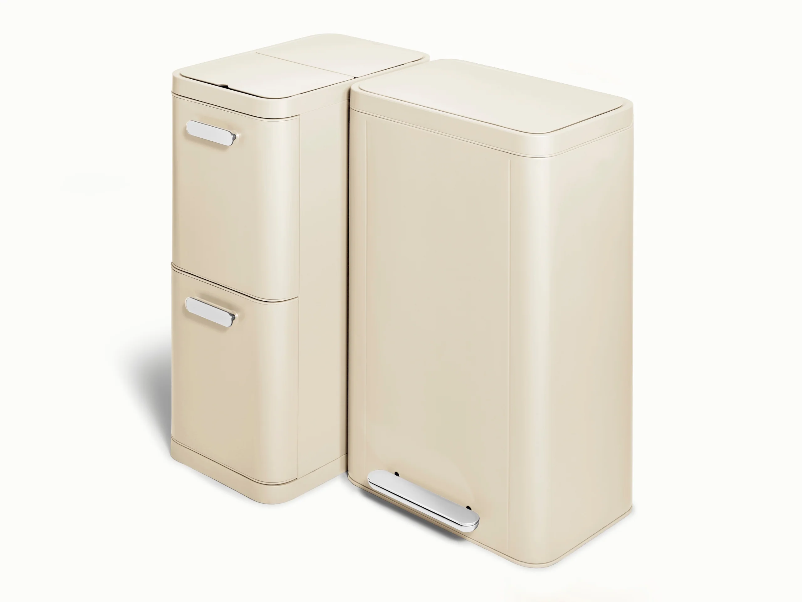 Rectangular Trash and Recycling Duo in Stainless Steel