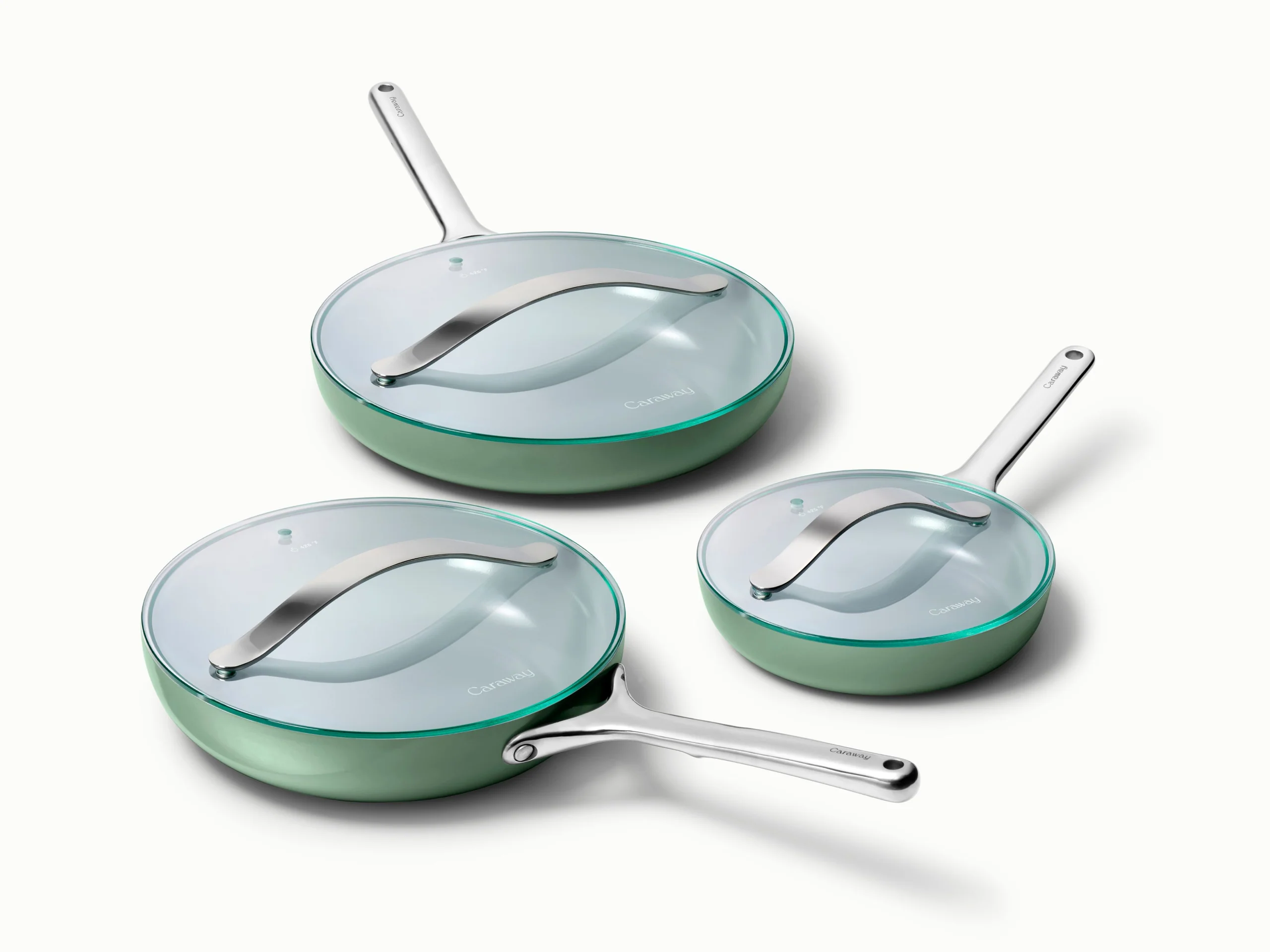 Fry Pan Trio with Glass Lids for Eggs, Sides and Proteins