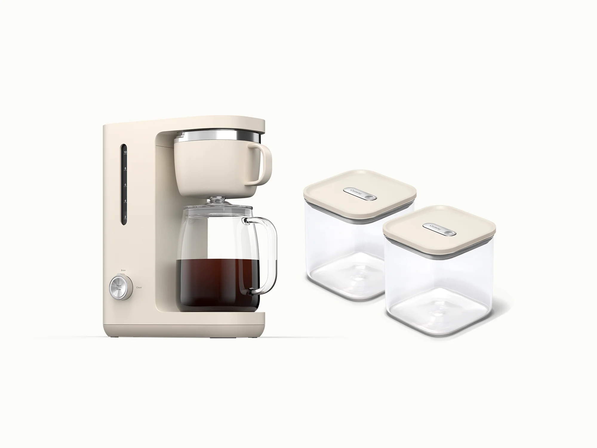 Clean Coffee Bundle with 10-Cup Coffee Maker and Glass Containers