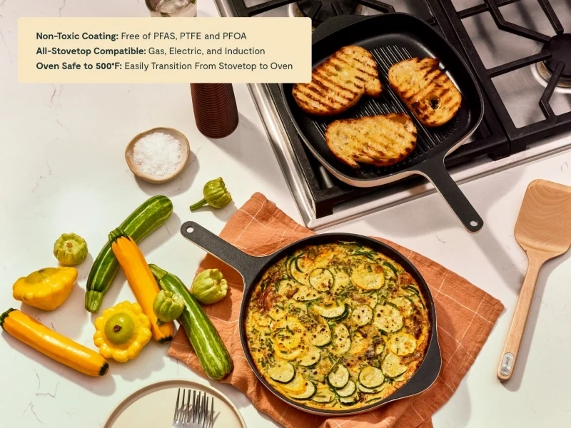 Cast Iron Skillet and Grill Pan Duo for Searing and Grilling