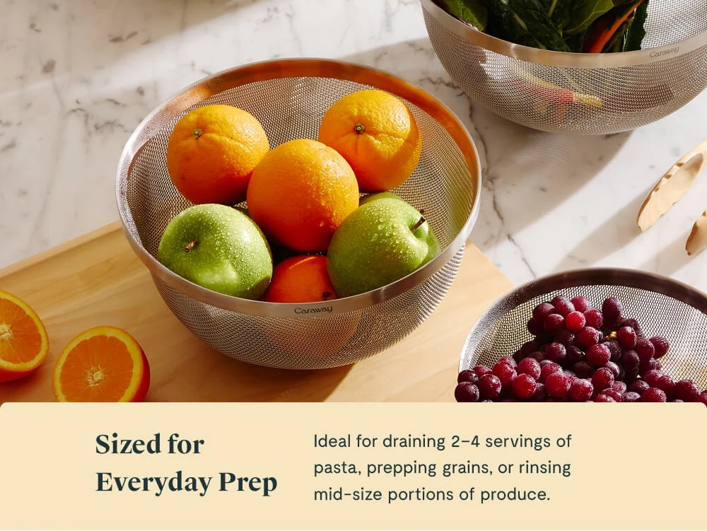 Medium Stainless Steel Strainer, 4 Qt Kitchen Tool for Everyday Prep