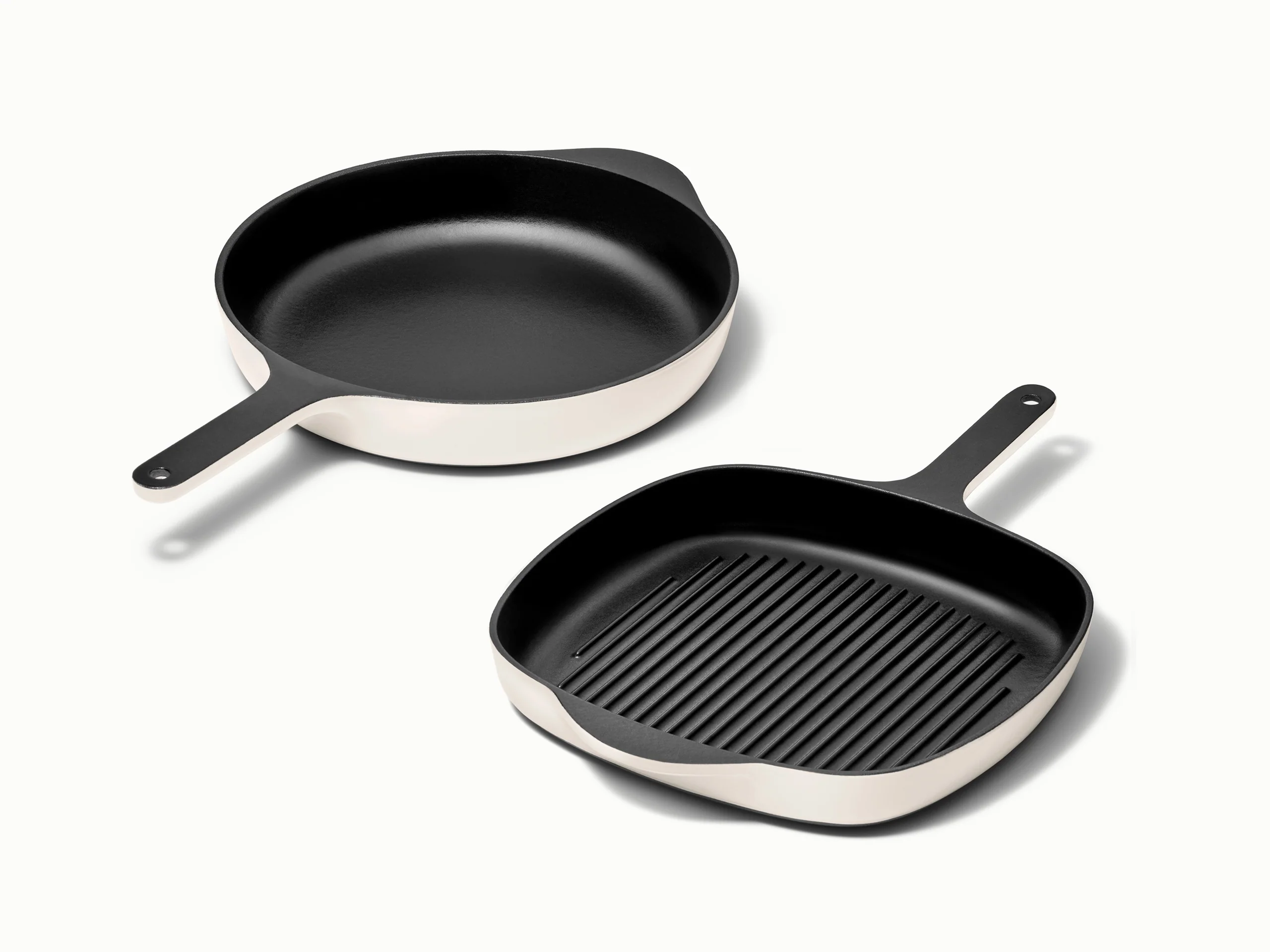 Cast Iron Skillet and Grill Pan Duo for Searing and Grilling