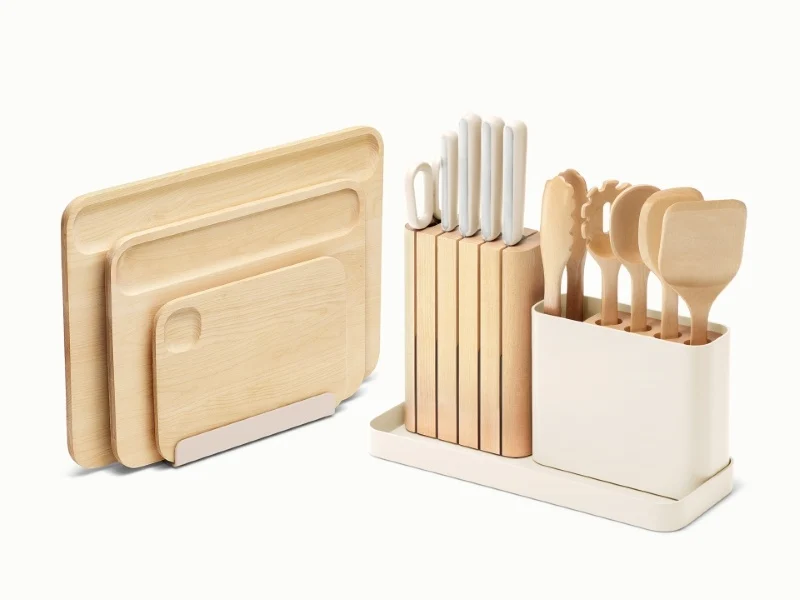 Prep and Boards Set with Wooden Utensils, Cutting Boards and Knives