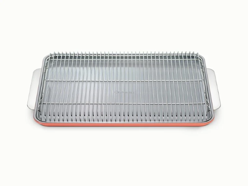 Baking and Cooling Duo: Sheet Pan Paired with a Cooling Rack