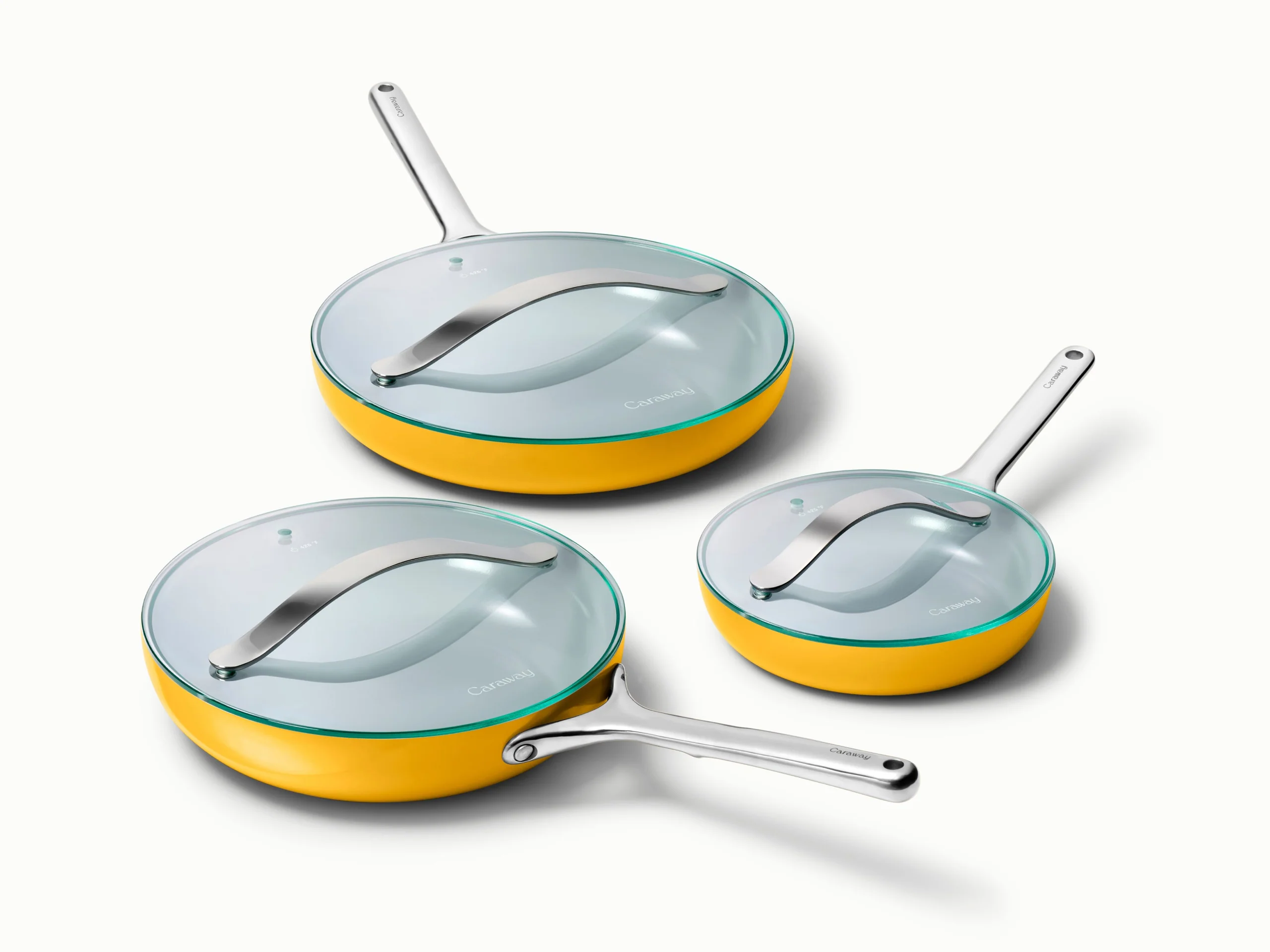 Fry Pan Trio with Glass Lids for Eggs, Sides and Proteins