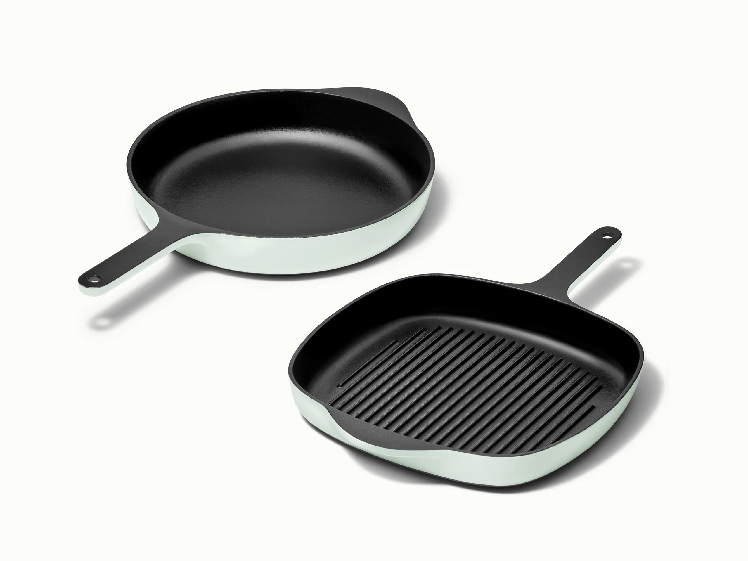 Cast Iron Skillet and Grill Pan Duo for Searing and Grilling