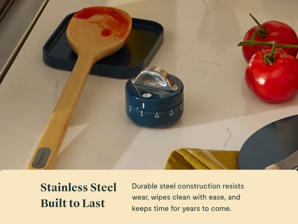 Mechanical Kitchen Timer with Stainless Steel Body and Dual Displays