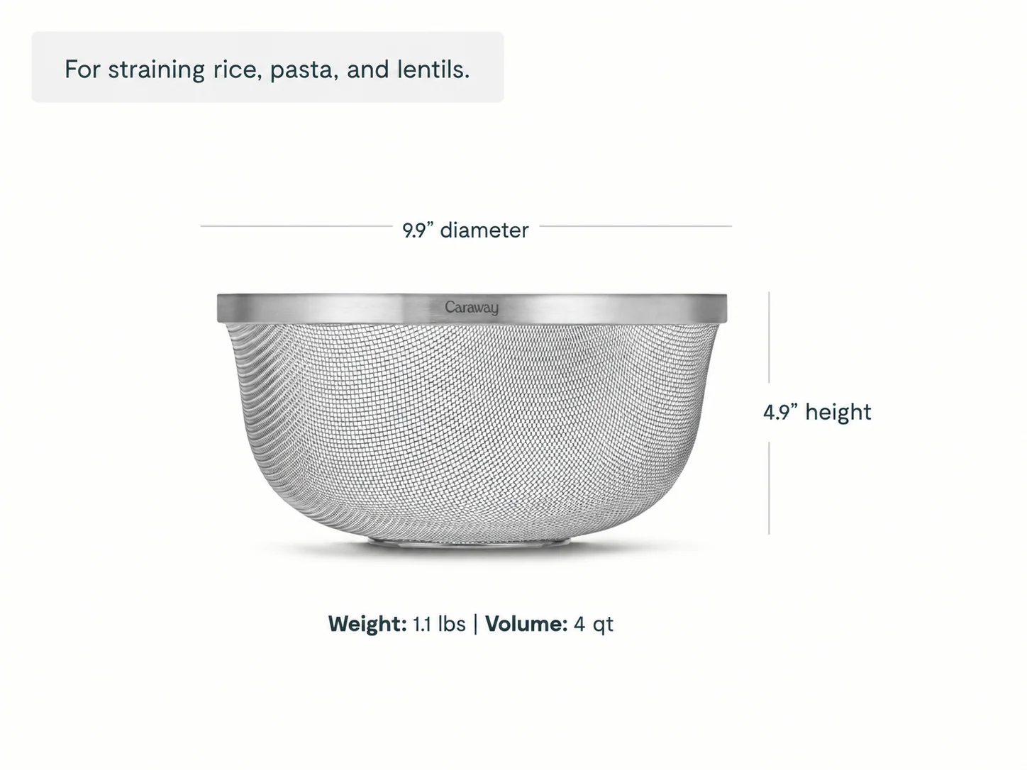 Medium Stainless Steel Strainer, 4 Qt Kitchen Tool for Everyday Prep