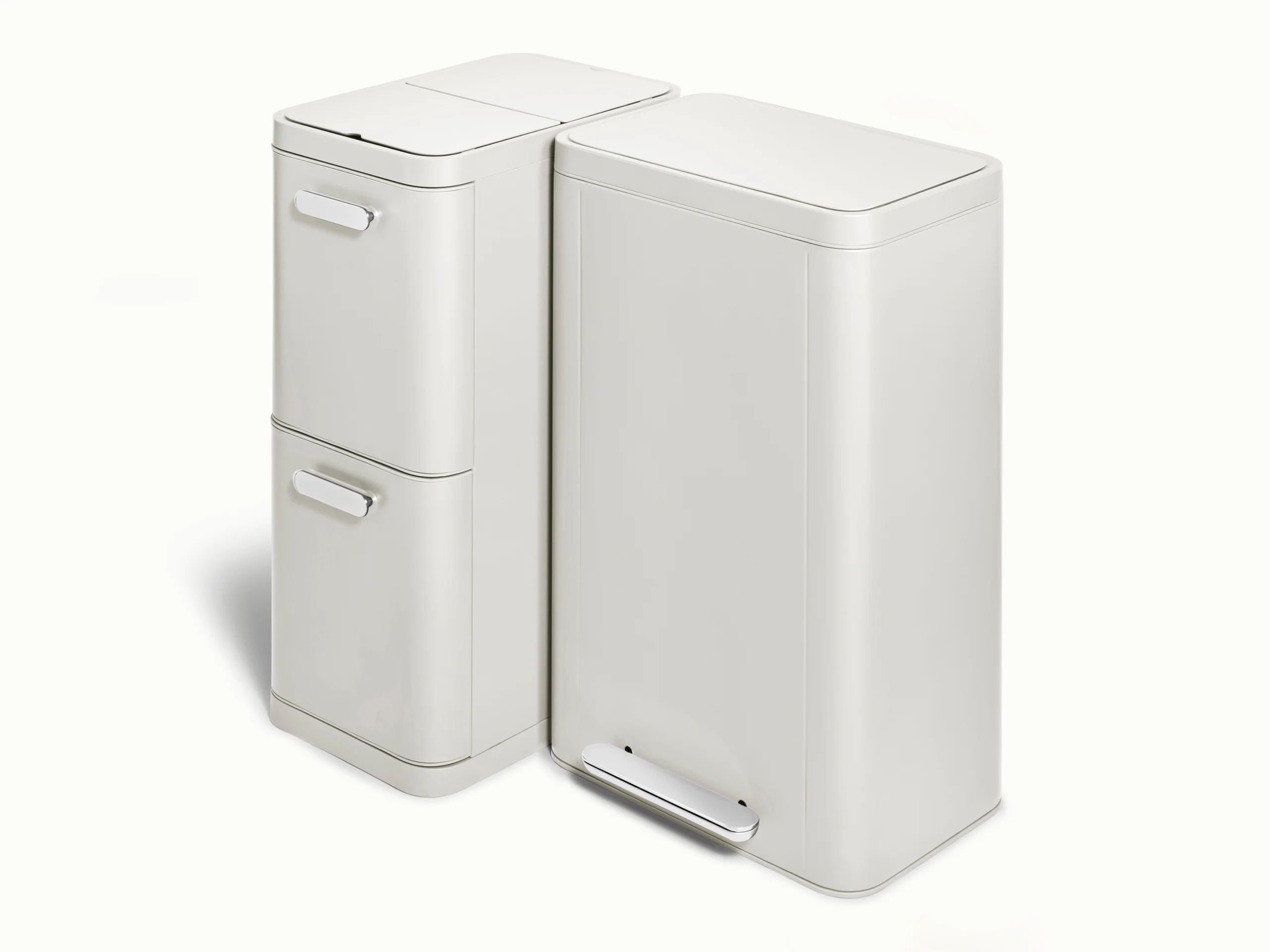 Duo poubelle et recyclage rectangulaire en acier inoxydable
