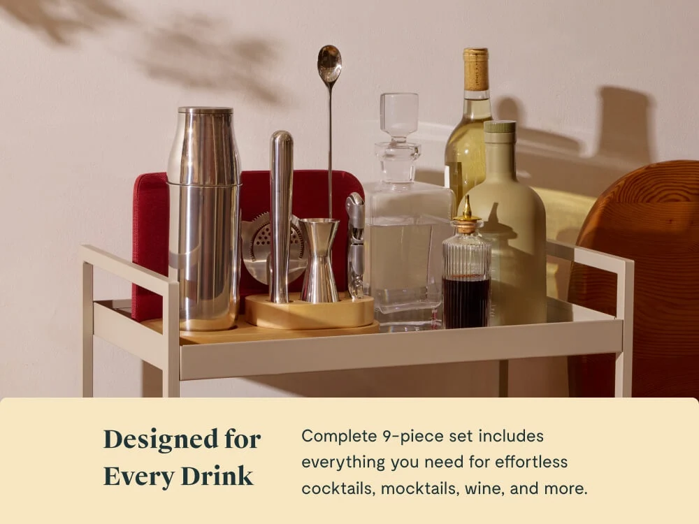 Complete Bar Set with Stainless Steel Mixology Tools